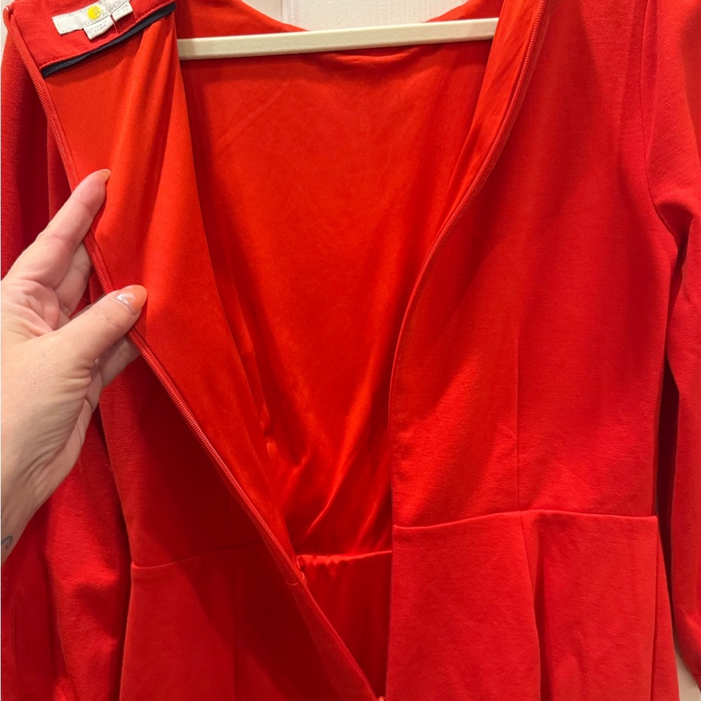 Boden Red Midi Dress with Scallop Trim - Picture 5 of 10